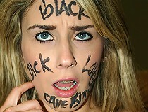 Blond Beauty Black Branded Interracial Blowjob Cum